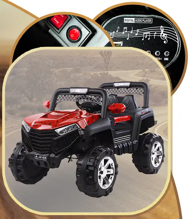 Дитячий електромобіль JEEP BUGGY на акумуляторі — позашляховик 4×4 з пультом керування, USB, MP3 та клаксоном - фото 8