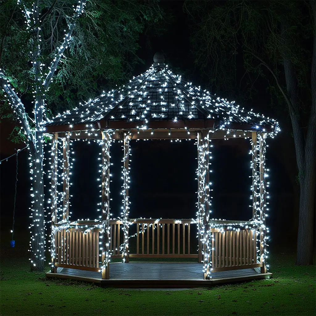 Гірлянда Нитка вулична 1000 LED 100 м на сонячній батареї чорна, білий GarlandoPro SB1000L100MBW - фото 9