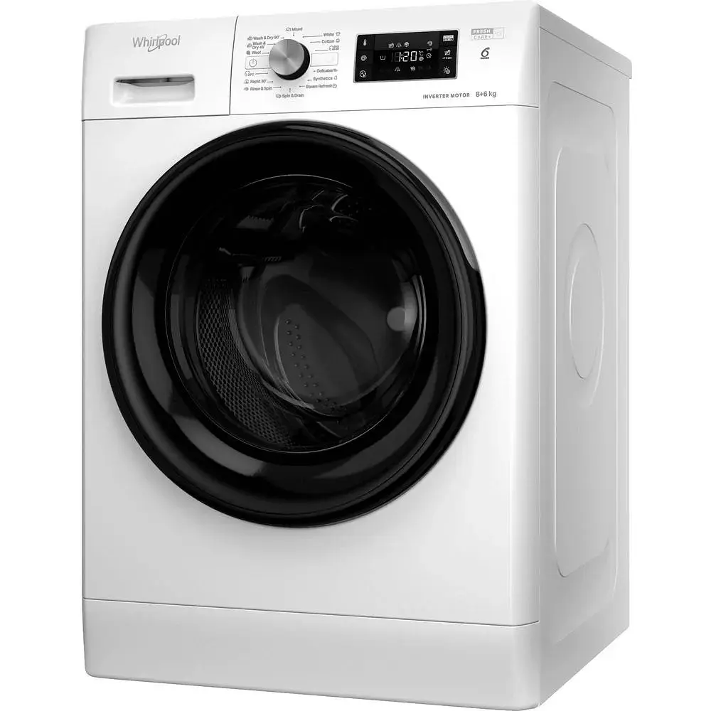 Прально-сушильна машина Whirlpool фронтальна , 8(6)кг, 1400, A, 60см, дисплей, пара, інвертор, білий (FFWDB864349BVUA) - фото 3