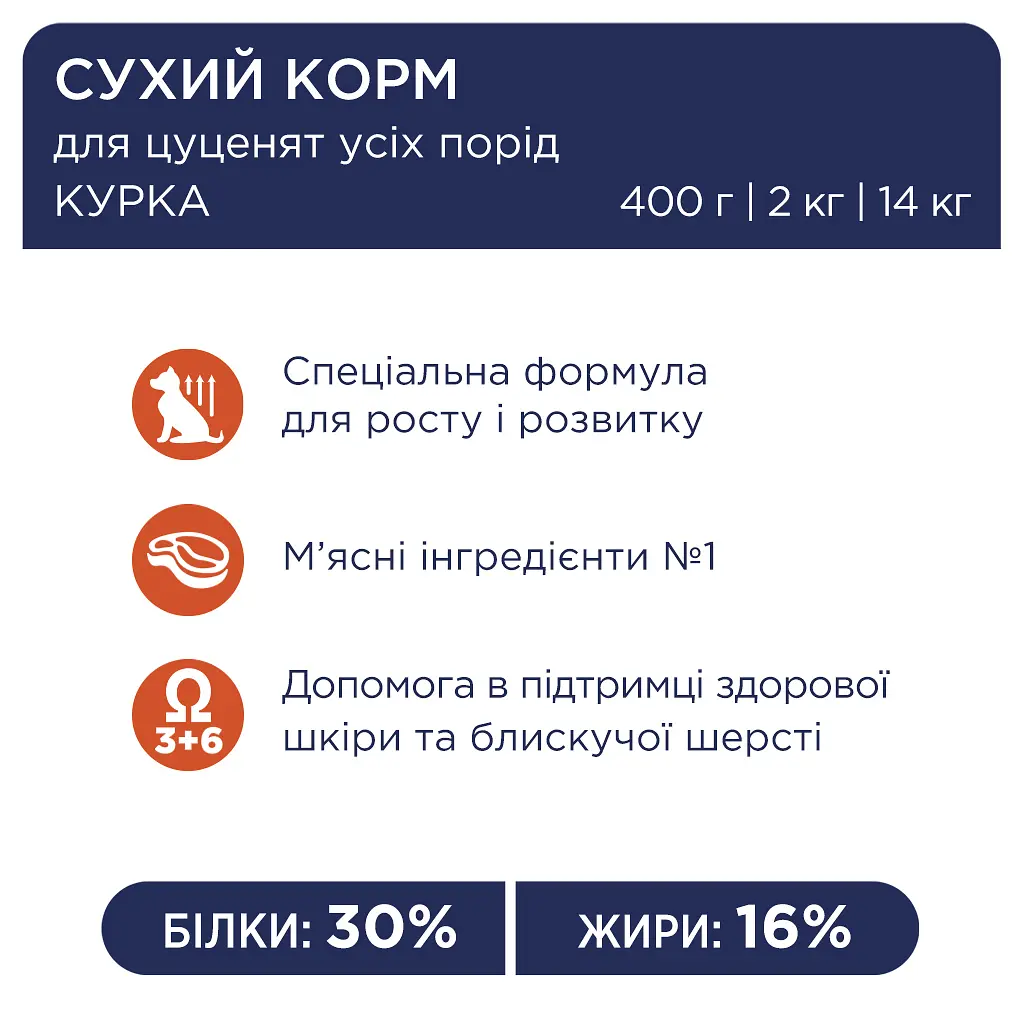 Сухий корм для собак Club 4 Paws Преміум. Для цуценят з високим вмістом курки 2 кг (4820083909450) - фото 2