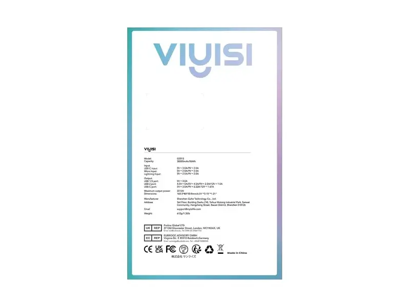 Зовнішній акумулятор (Power Bank) VIYISI G3015 30000mAh 22,5W (X001XFVS1J) чорний - фото 7