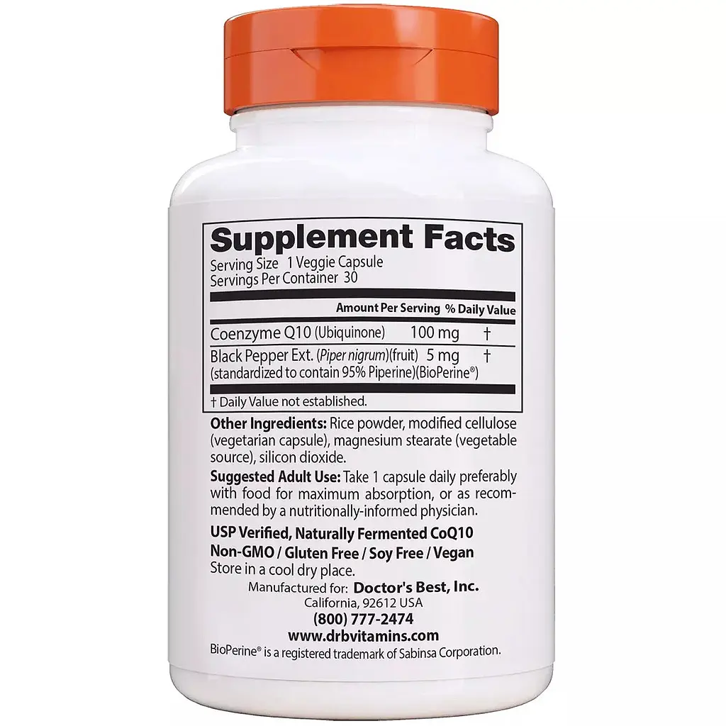 Коензим Q10 високої абсорбації Doctor's Best BioPerine 100 мг 30 гелевих капсул - фото 2