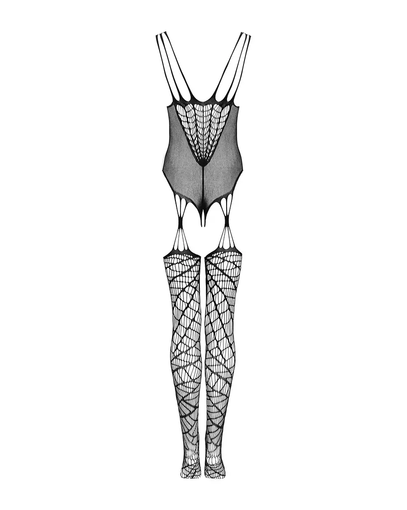 Ажурний бодістокінг під павутину Obsessive Bodystocking G325 black S/M/L, чорний, комбінезон - фото 6