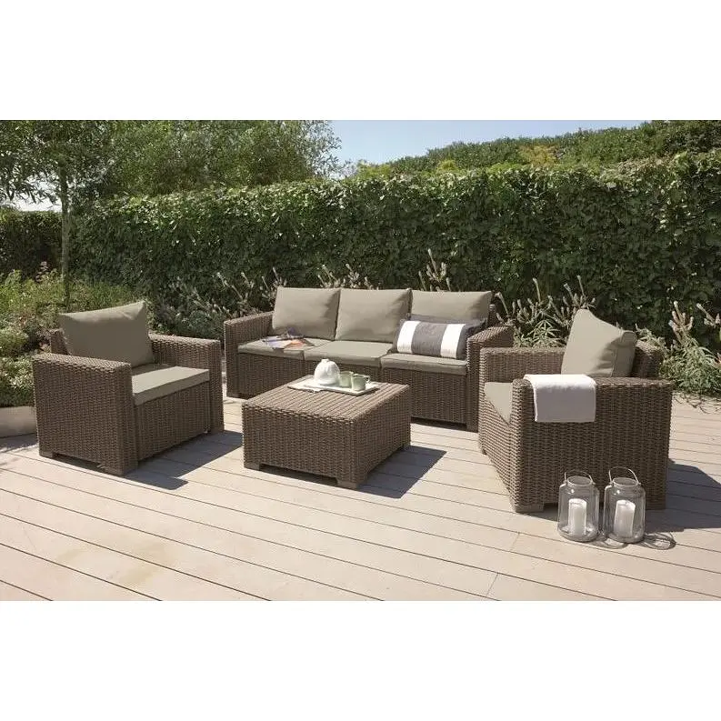 Комплект садовой мебели Allibert Keter California 3 seater коричневый - фото 6