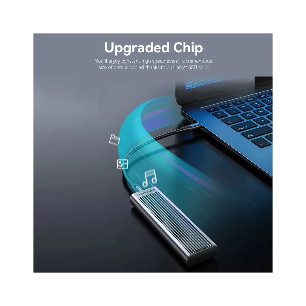 Кишеня зовнішня Vention SSD M.2 (NVME) M-key USB Type-C 3.2 10Gbps Heat Sink Aluminum (KPKH0) - фото 5