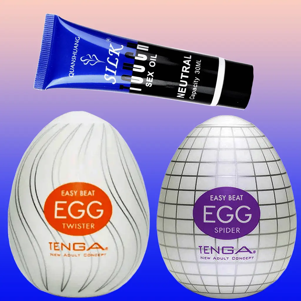 Набір чоловічих мастурбаторів Tenga EGG яйця 2 шт. + лубрикант - фото 2