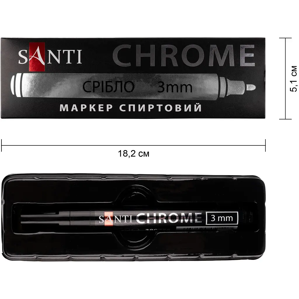 Маркер зеркальный Santi Chrome 3 мм серебро (390776) - фото 3