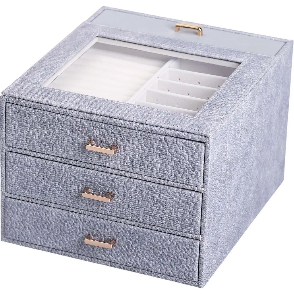 Шкатулка-комод Yiwu для украшений 23x20x15 см серая HP-5-16G - фото 4