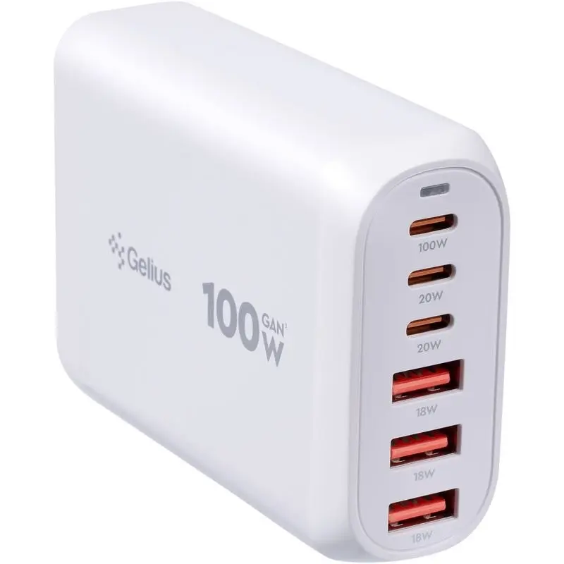Мережевий зарядний пристрій Gelius Force GaN 100W GP-HC063 3USB-A + 3Type-C - фото 4