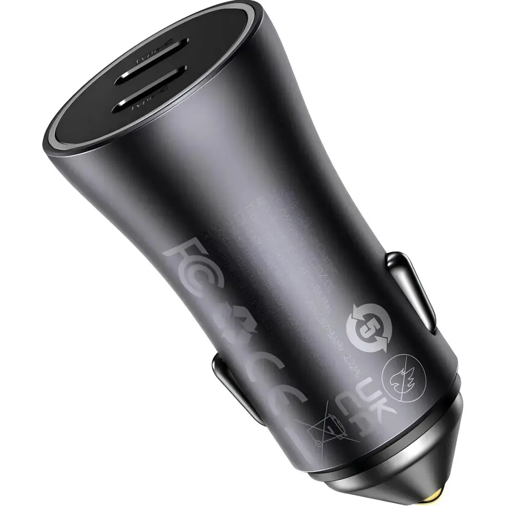 Автомобільний зарядний пристрій Baseus Golden Contactor Pro Dual Fast Charger 2хUSB-C 40W Dark Gray (CGJP000013) [136667] - фото 4