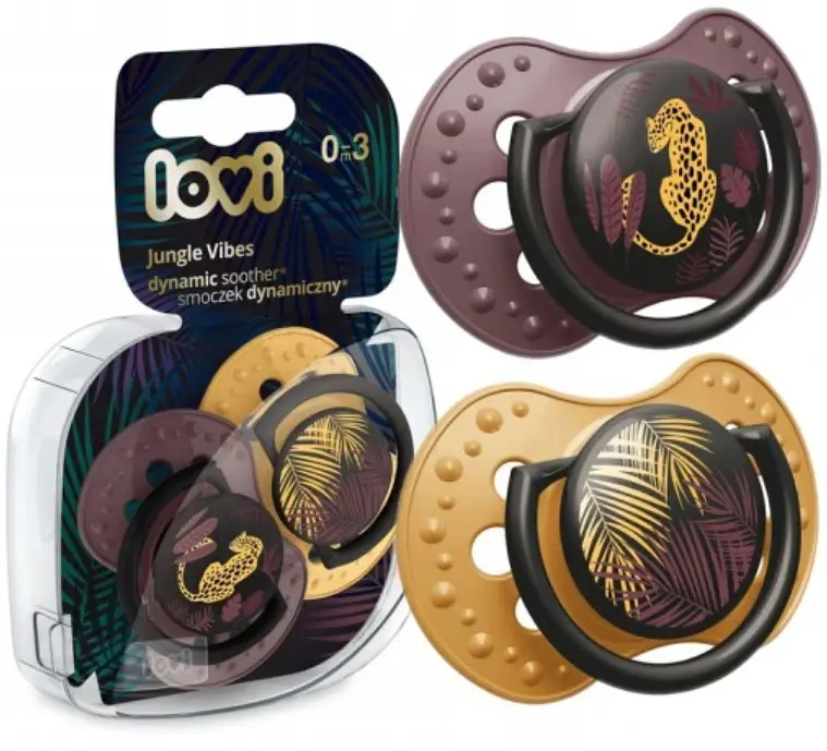Пустушка силіконова Lovi Jungle Vibes Girl, динамічна, 0-3 міс, 2 шт., коричневий з жовтим (22/901girl) - фото 2