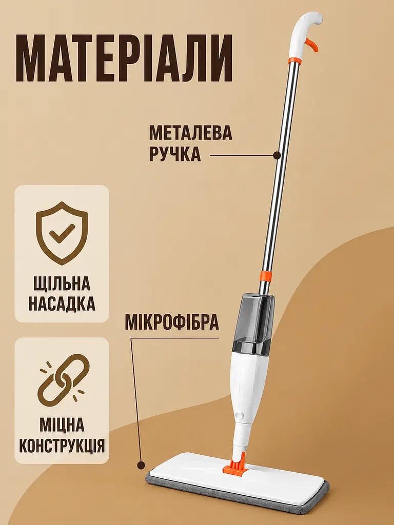 Швабра розумна з розпилювачем води для вологого прибирання, біла (49676351) - фото 4