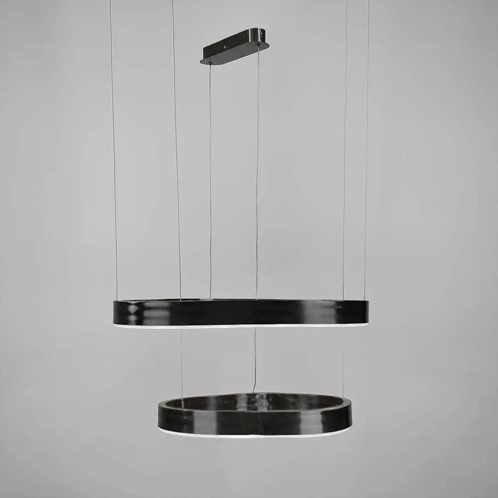 Необычная и эффектная люстра на 2 яруса 60+40 см в черном корпусе Ст. PCL004-600*400 BK | Line F - фото 2