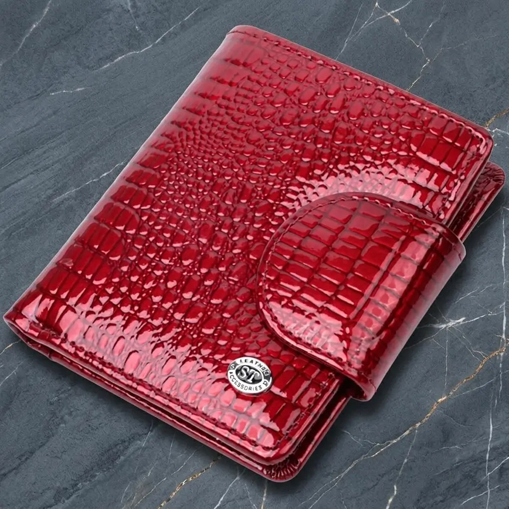 Лакований гаманець для жінок середнього розміру ST Leather 22685 червоний - фото 11
