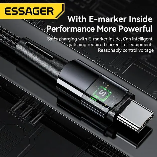 Кабель Essager Sunset Type C to Type C 240W Data cable 2 м Dark Grey (EXCTT3-CGA0G-P) - фото 10
