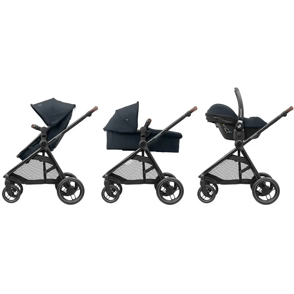 Коляска-трансформер Maxi-Cosi Zelia 3 Duo Essential Graphite, 3 в 1, з автокріслом CabrioFix i-Size, темно-сіра (1930672110) - фото 11