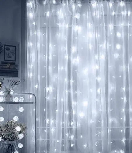 Гірлянда штора Водоспад 3х3 м 320 LED (прозорий шнур з перехідником) Біле світло - фото 5