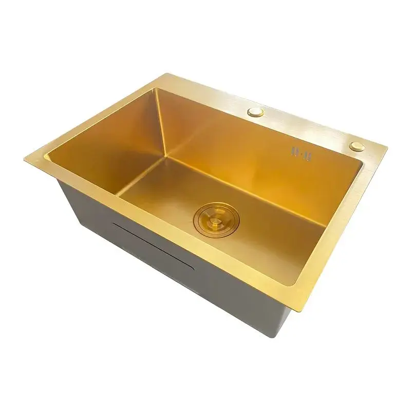 Кухонна мийка з нержавіючої сталі Mixxus MH5843 Micro Decor Brushed Gold MI8218, Золотий - фото 5