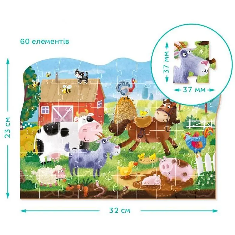 Пазл DoDo Тварини Сільські пригоди, 60 елементів (300377) - фото 3