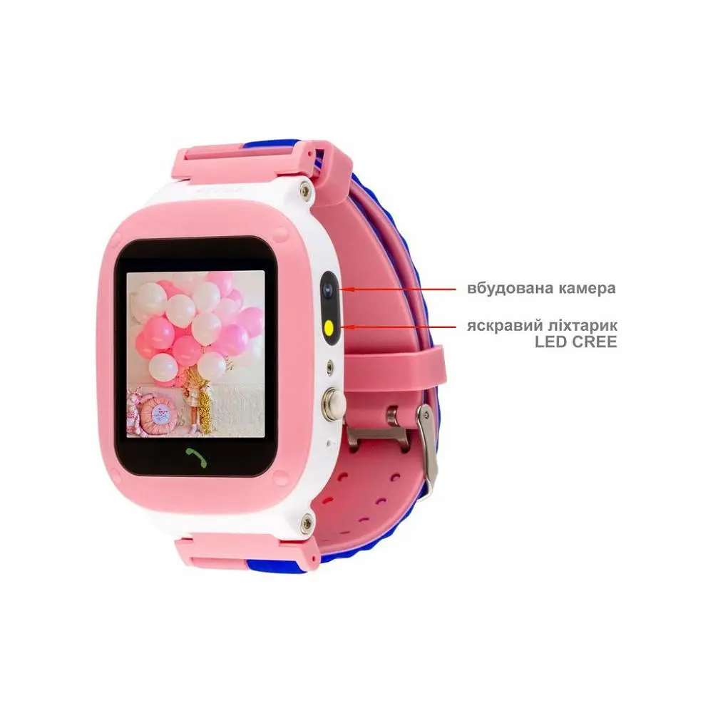 Дитячий розумний годинник Amigo GO004 Splashproof Camera+LED Pink - фото 3
