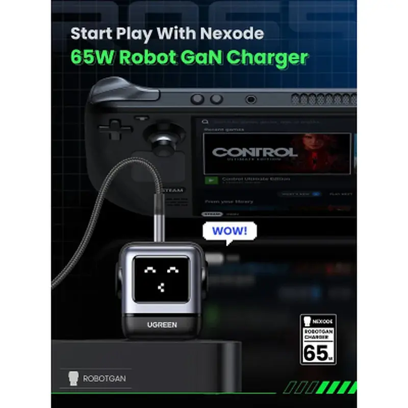 Зарядний пристрій Ugreen 1xUSB + 2xUSB-C 65W GaN CD361 gray (25685B) - фото 9
