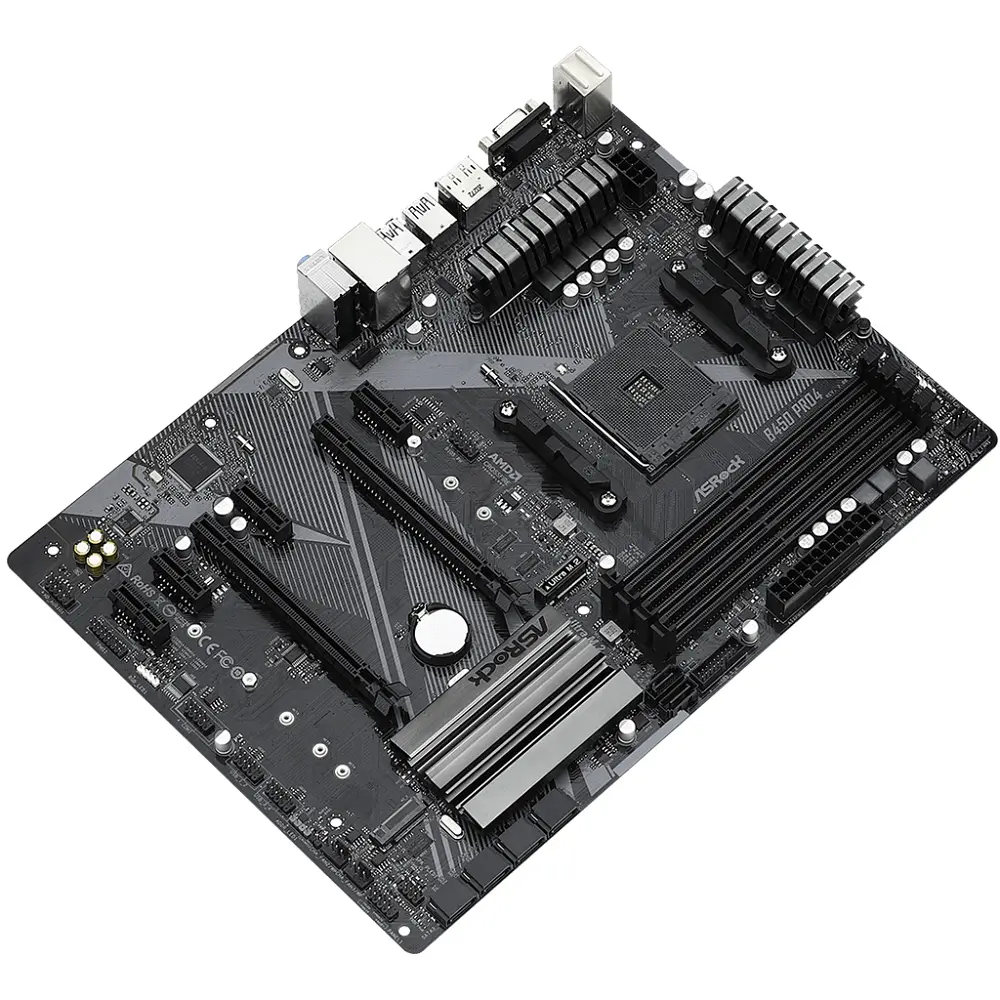 ASRock B450 PRO4 R2.0 (AM4/B450, 4*DDR4, PCIex16, DP, HDMI, VGA, 6xSATAІІІ, M.2,GLan, 8ch, ATX) - фото 3