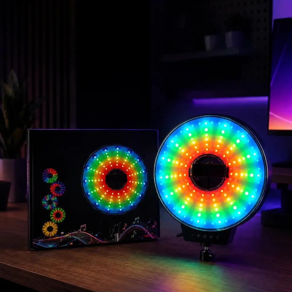 Світлодіодна LED лампа MJ-451 кільцева RGB 45 см зі і пультом керування - фото 2