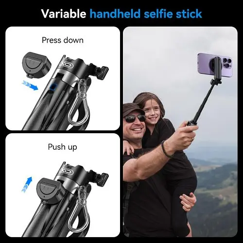 Мульти-Монопод XO SS22 4-in-1 Magnetic Multi-function Mini BT Selfie Stick/Photo Booster Чорний - фото 9