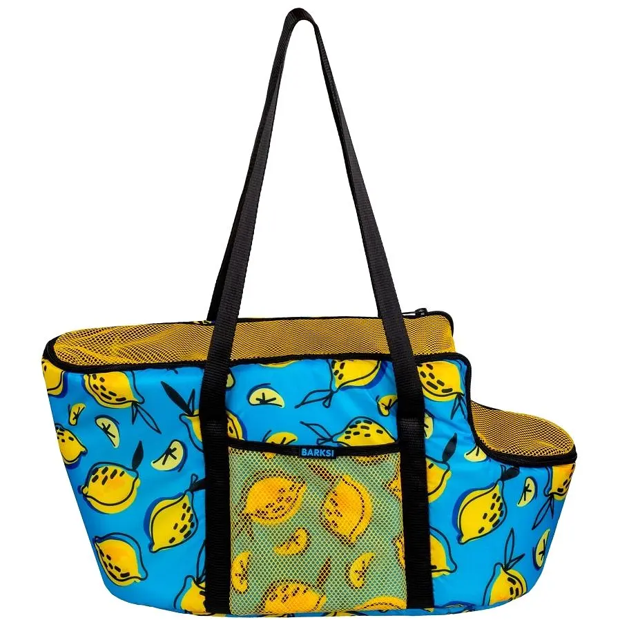 Сумка-переноска для кошек и собак Barksi размер M 45х25х25 см лимоны желтая - фото 2