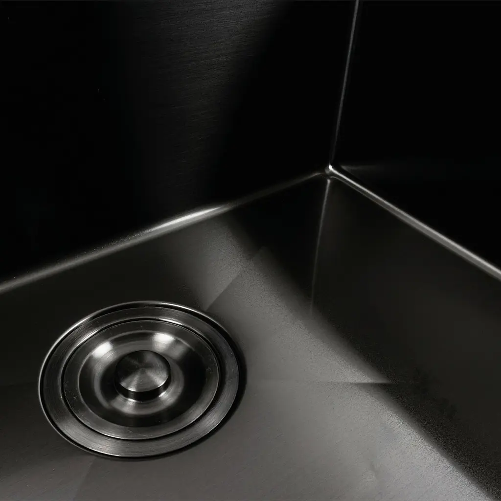 Кухонна мийка чорна PVD 78x46 Platinum Handmade, Чорний - фото 7