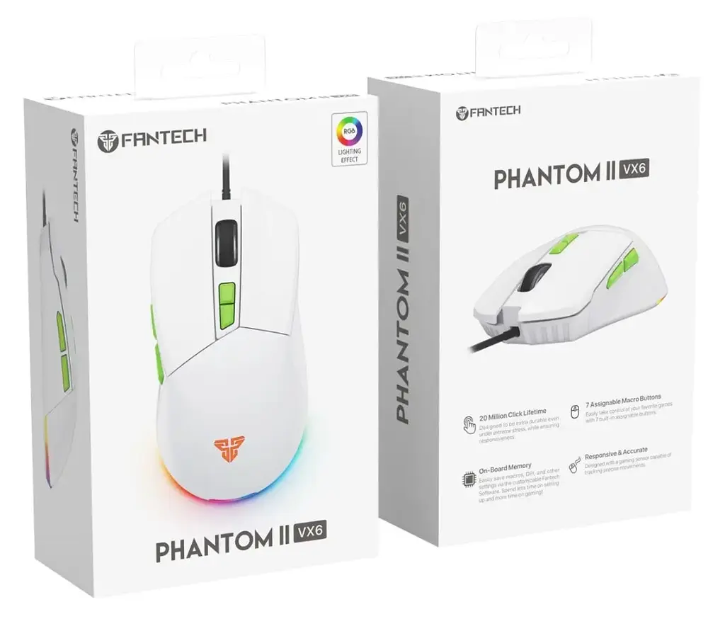 Игровая мышь Fantech VX-6 PHANTOMII 60IPS, 20G, 7200DPI White - фото 5