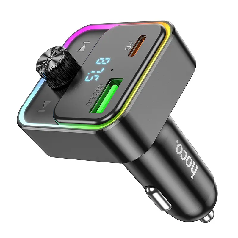 Автомобільний зарядний пристрій Hoco E81 USB/ Type-C PD QC 30W c дисплеєм з FM-модулятором чорне - фото 3