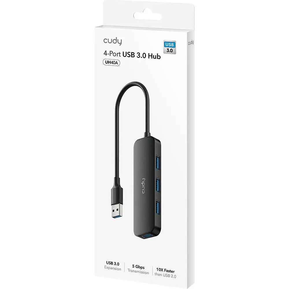 USB-Хаб Cudy USB 3.0 Type-A - 4хUSB 3.0 Black (UH40A) - фото 2