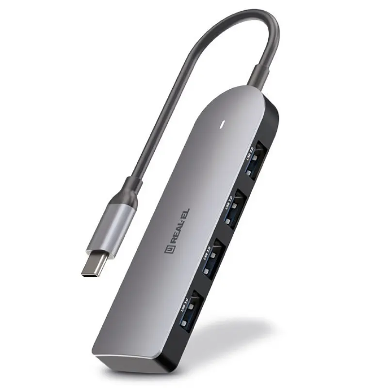 USB-хаб Real-el CQ-415 USB Type-C 4-в-1 - фото 10