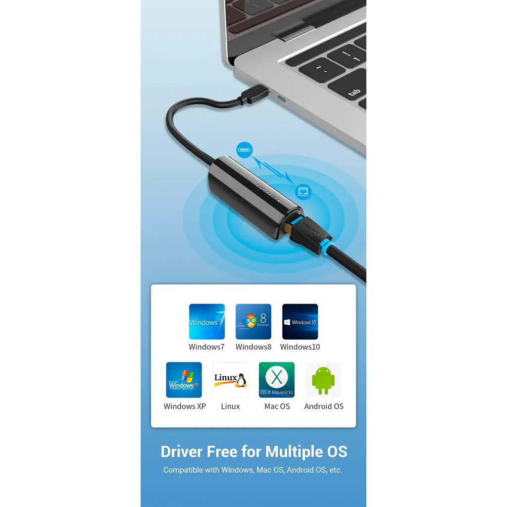 Перехідник USB-C to RJ45 Ethernet 100Mbps Vention (CFABB) - фото 7