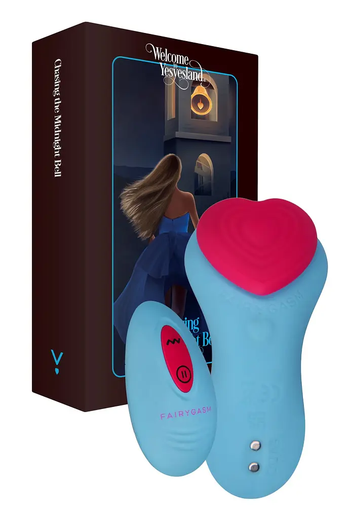 Вібратор в трусики FairyGasm HeartGem blue, на магніті, з пультом ДУ