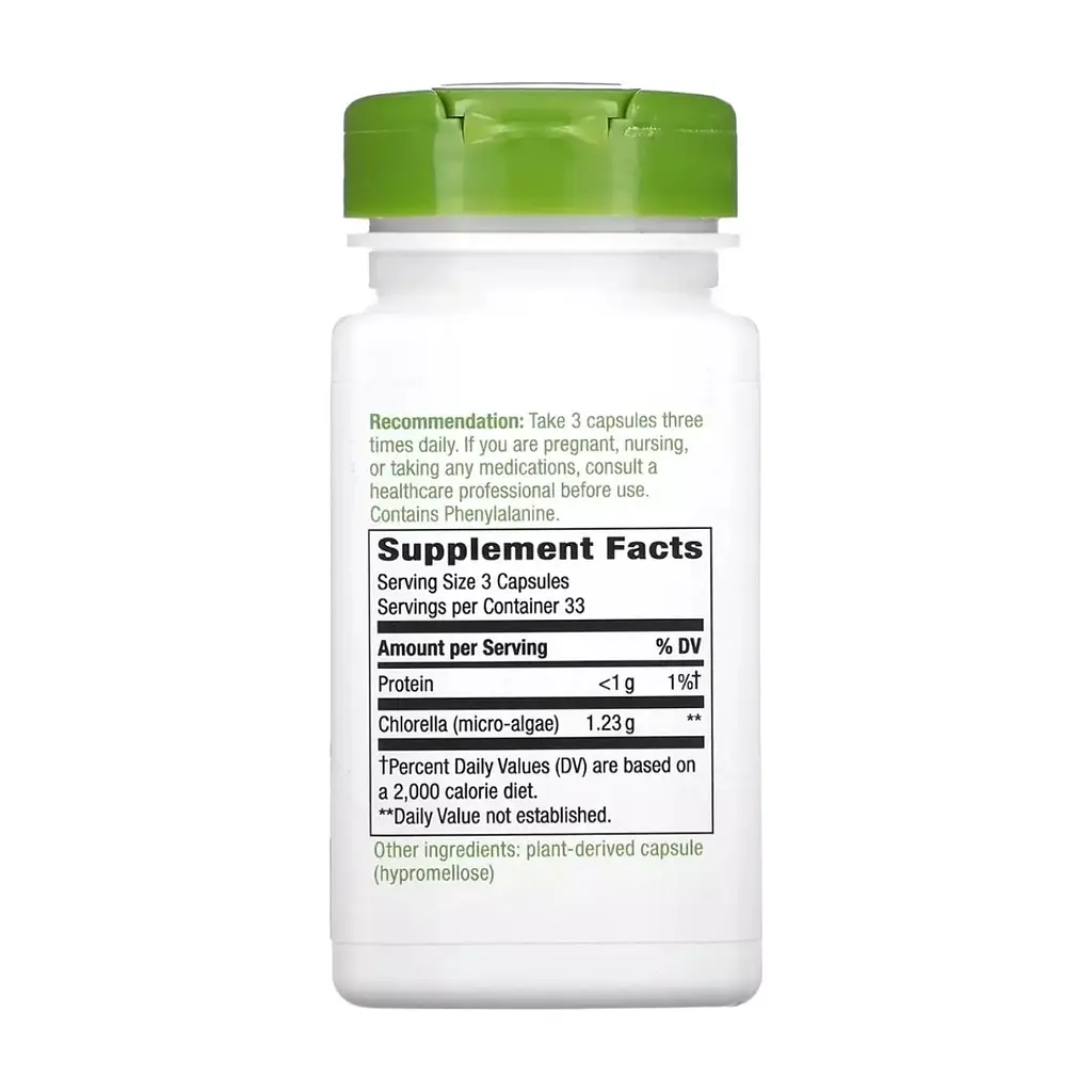 Вітамінно-мінеральний комплекс Nature's Way Хлорелла, 1230 мг, Chlorella, Micro-Algae, 100 вегетаріанських капсул (NWY-11850) - фото 2
