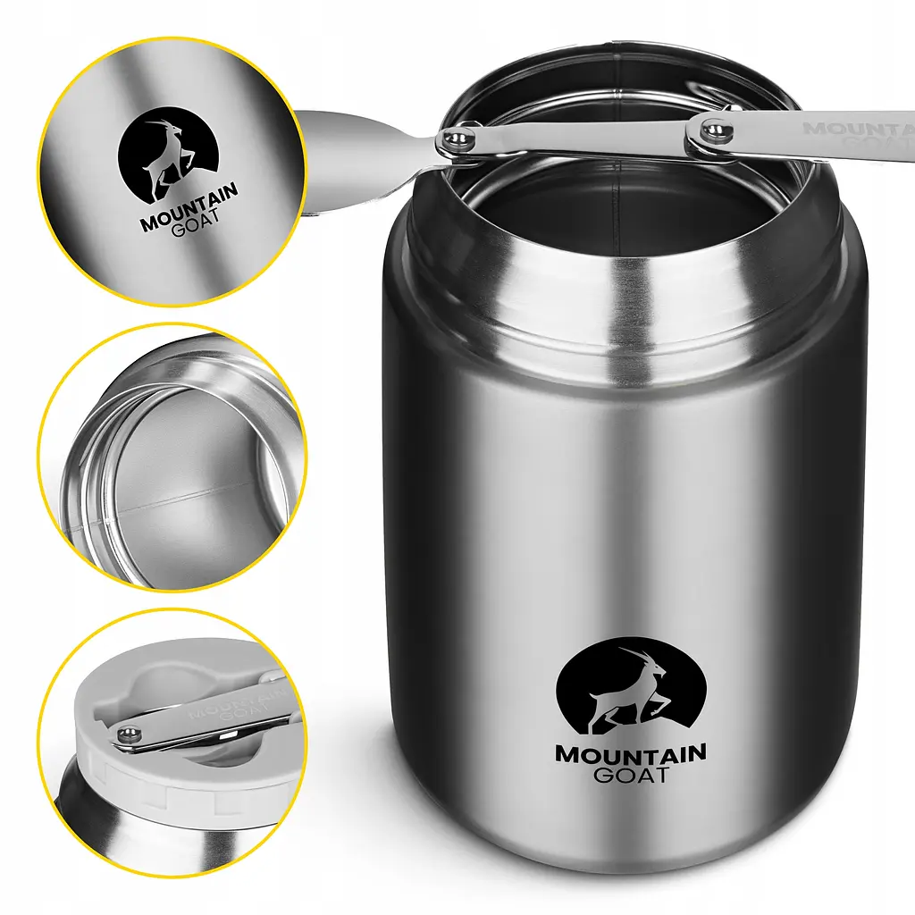 Термос для їжі Mountain Goat 0.72 л з ложкою Silver (P-5905973406970) - фото 11