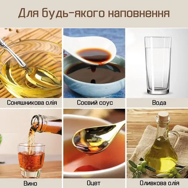 Розпилювач диспенсер пляшка спрей для олії, оцту, соусів, 100 мл скло, Kitchen Master Золотистий 86131 - фото 9