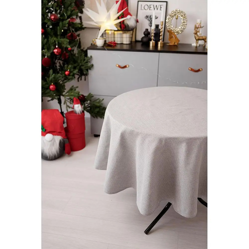 Скатертина Прованс Перлина Silver святкова з люрексом D-180  см (37606) - фото 4