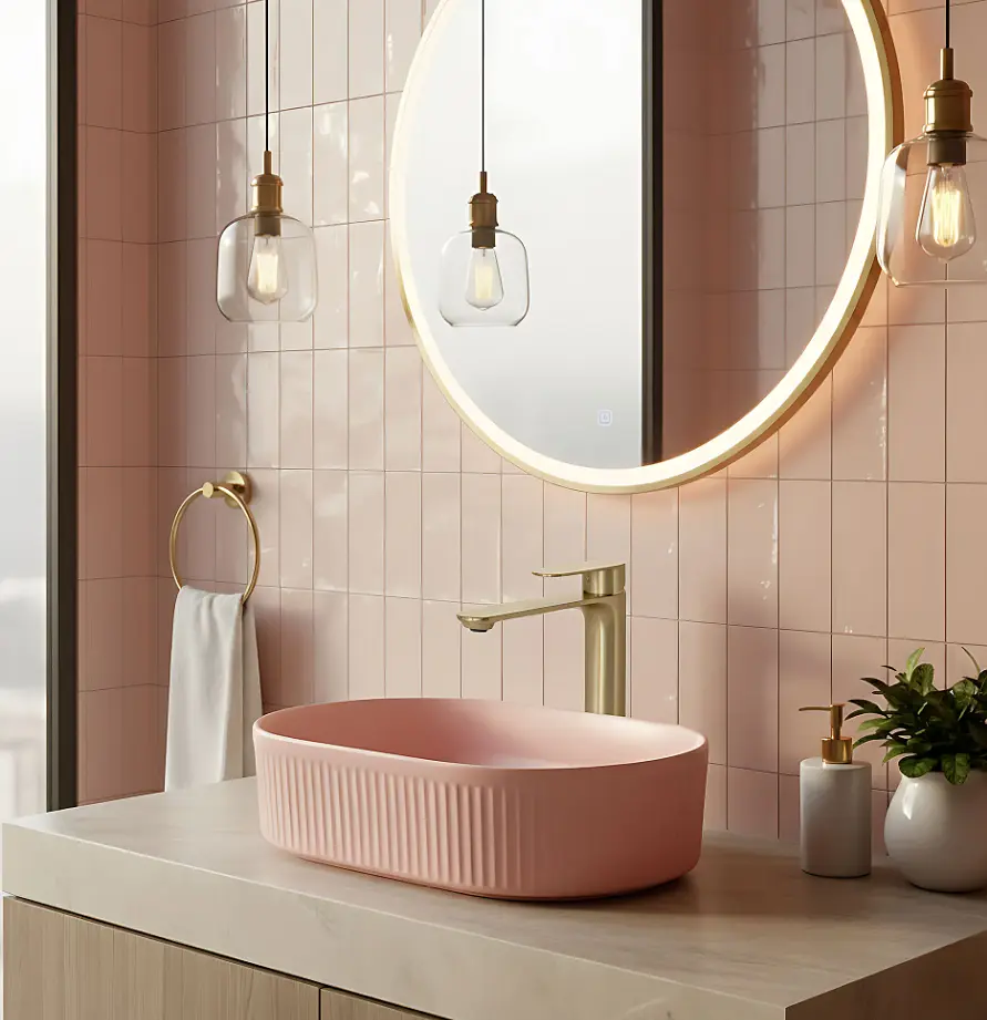 Змішувач для умивальника Rea Drop високий brushed gold REA-B4637 - фото 2