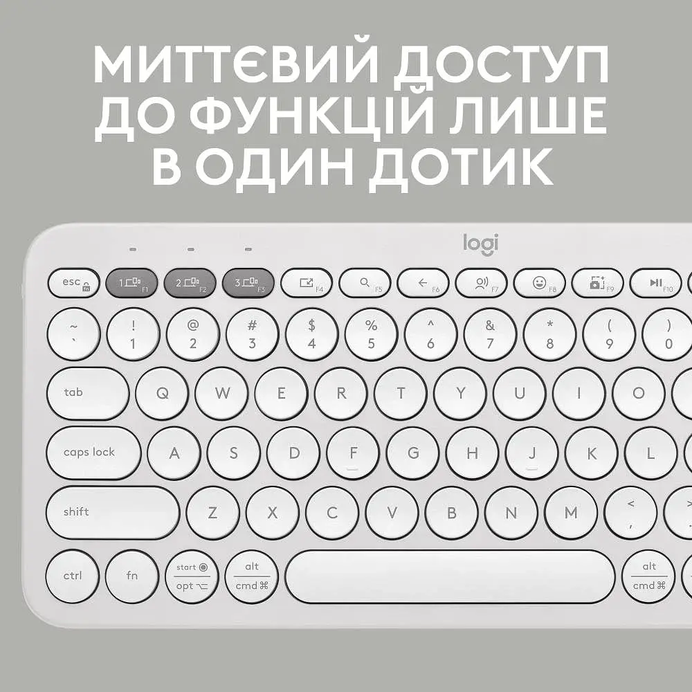 Клавіатура Logitech K380s Pebble Keys 2 Tonal White (6915630) - фото 8