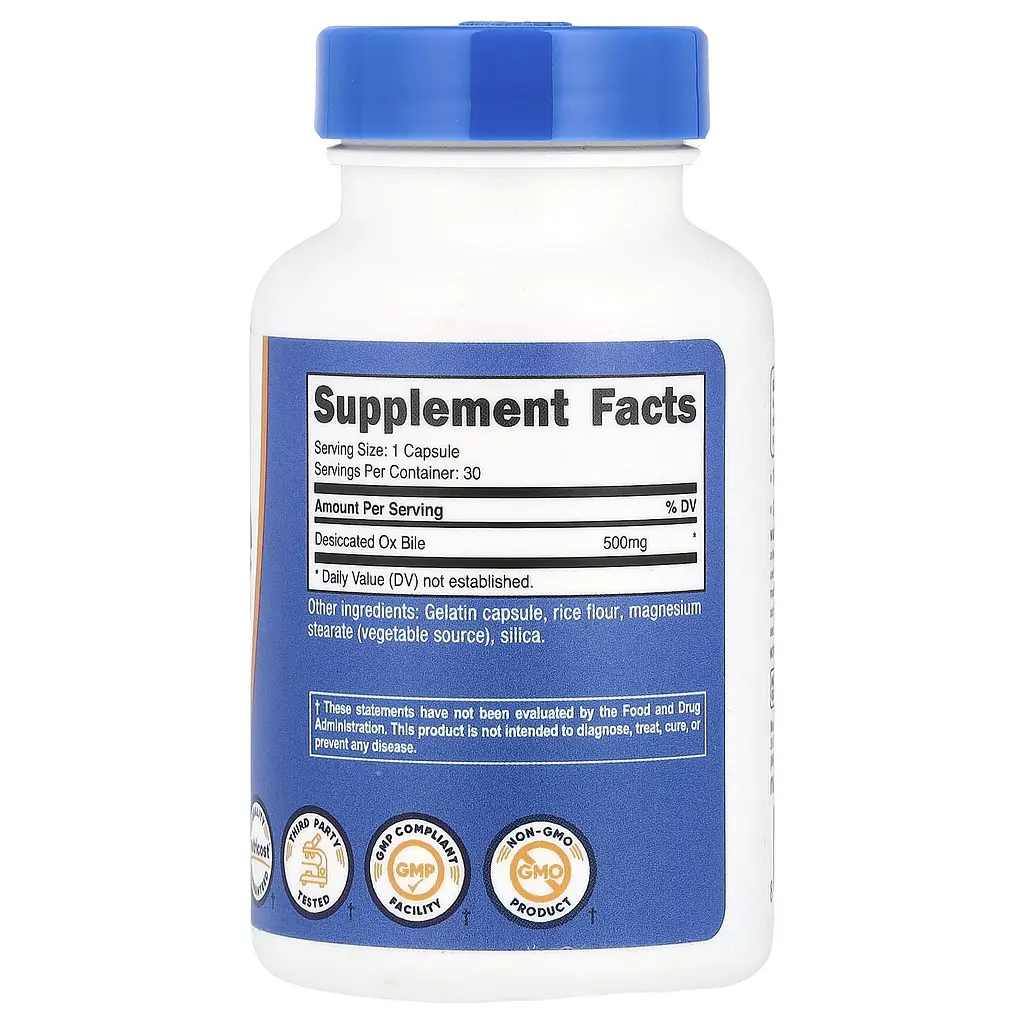 Бичача жовч Nutricost Ox Bile 500 мг 30 капсул - фото 2