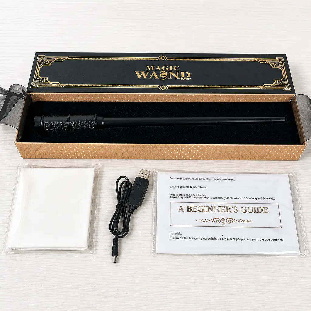 Магічна паличка Чорна Magic Wand — Подарунковий набір з USB-зарядкою й ефектним дизайном, що стріляє вогнем - фото 6