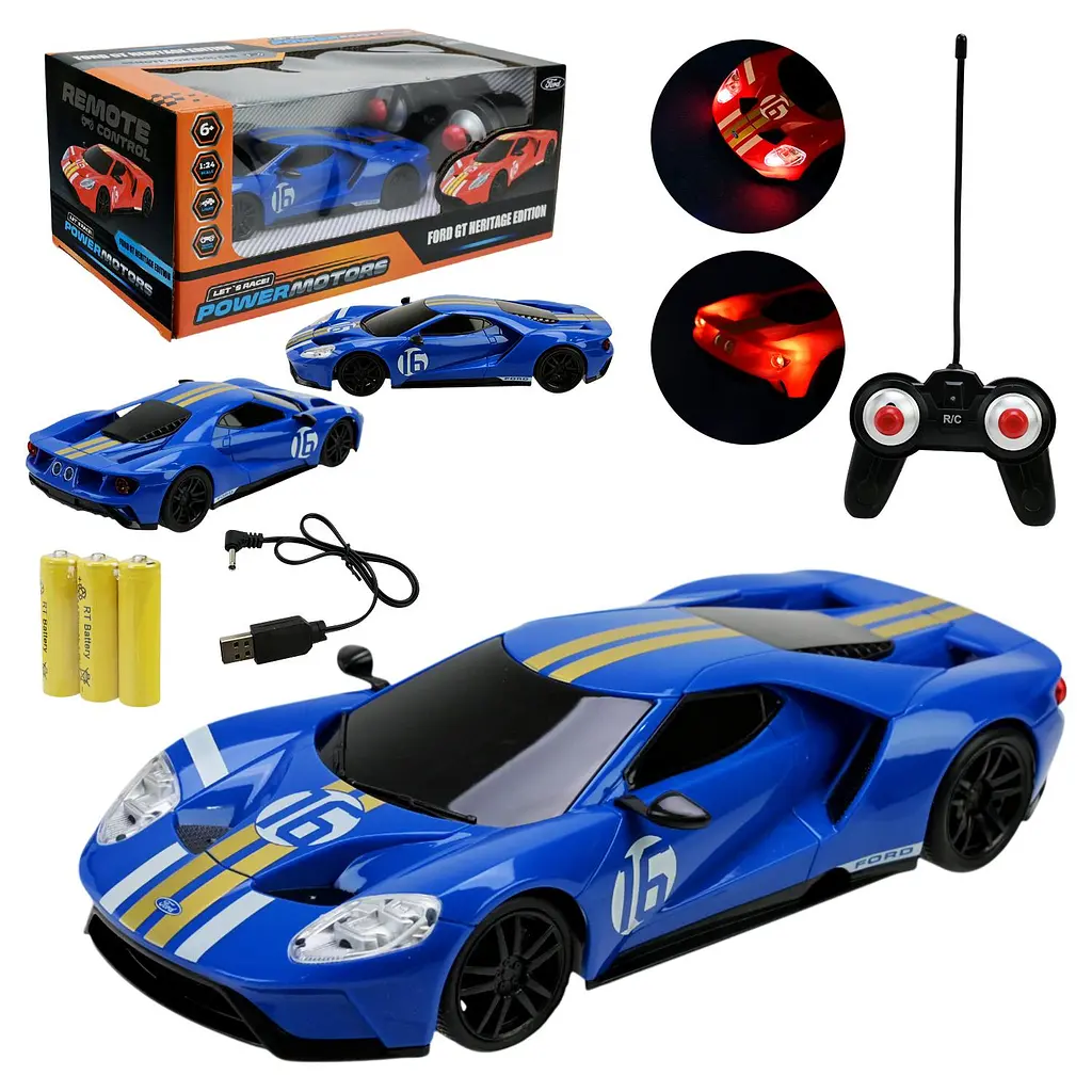 Радіокерована модель автомобіля Ford GT Heritage Edition синій із золотими смугами (PM2413 BLUE)
