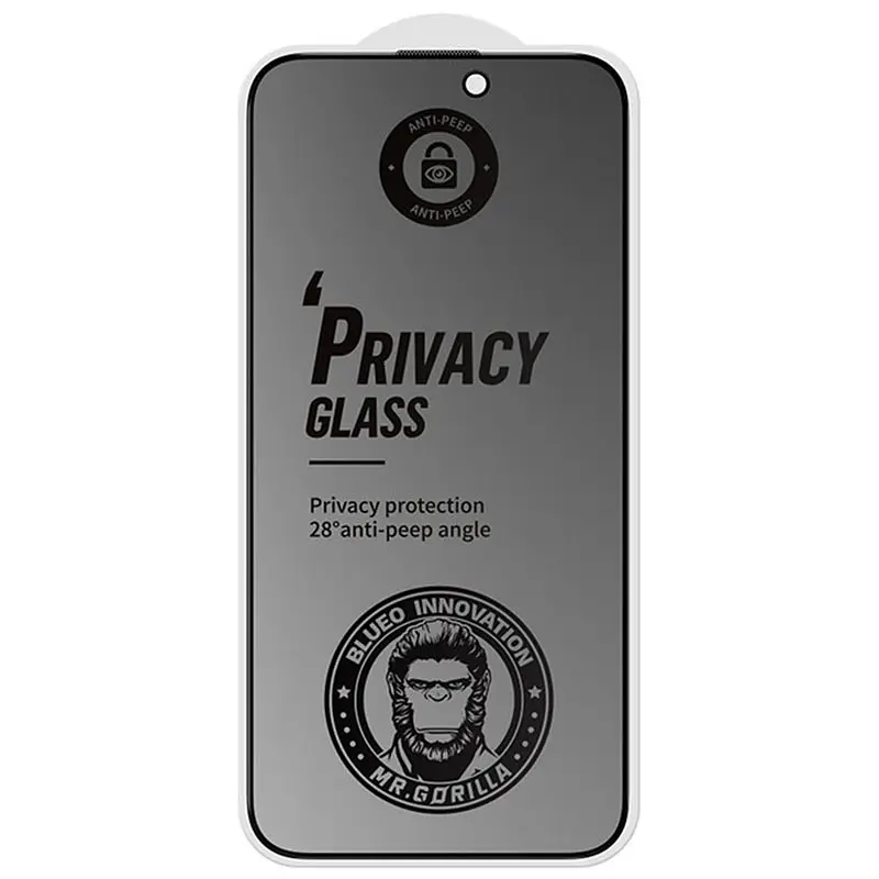 Захисне 2.5D скло Full Cover Anti-Peep Matte для Apple iPhone 14 Pro Max (6.7") Чорний Blueo teh0031788 - фото 2