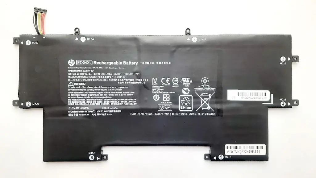 Акумулятор для ноутбука HP Folio G1 EO04XL, 4820 mAh (38Wh), 4cell, 7.7V, Li-ion, чорний - фото 6