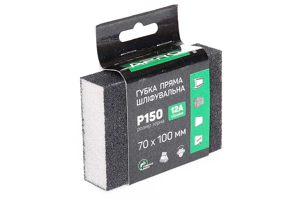 Губка шліфувальна Apro 100 x 70 x 25 мм x P150 пряма - фото 2