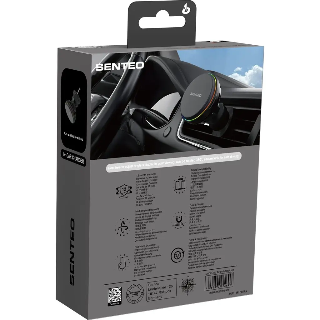 Автотримач із бездротовою зарядкою Senteo M3 Mag Pro Qi2 15W Airvent Space Grey [171632] - фото 4