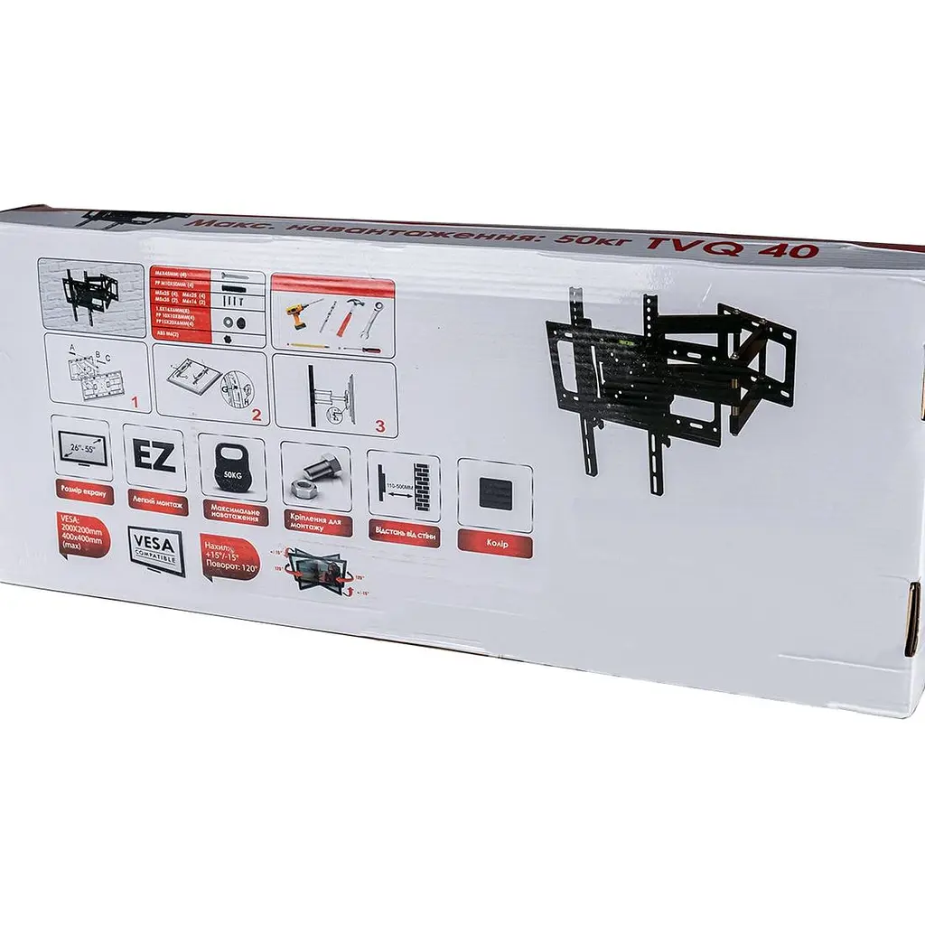 Настенный наклонный кронштейн 26-55 дюймов Voltronic TVQ40 bracket 50 кг - фото 2